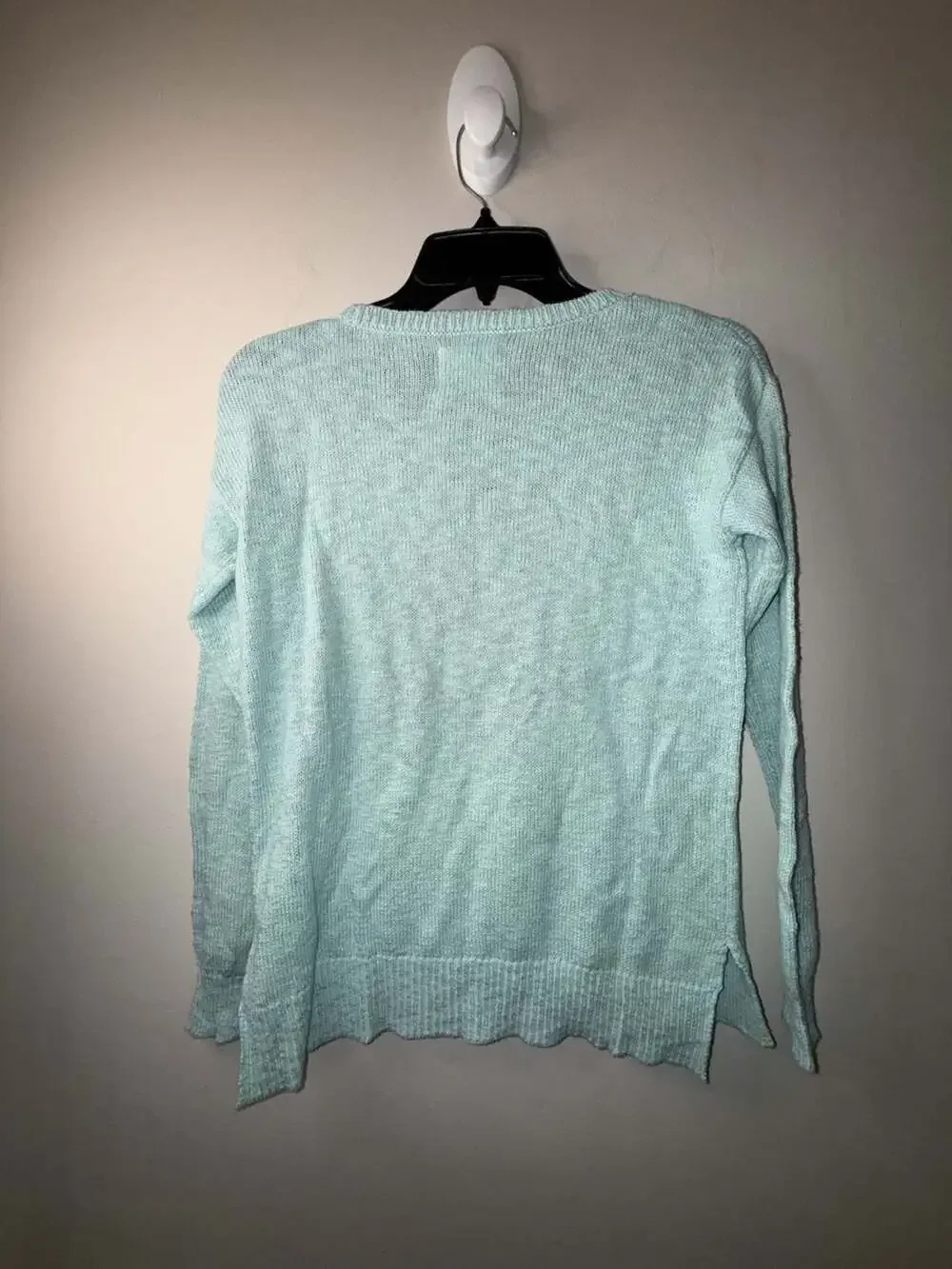 Justice Girls Light Blue Fuzzy Polar Bear Sequin Scarf Sweater Size 12